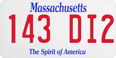 MA license plate 143DI2
