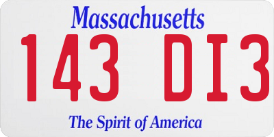 MA license plate 143DI3