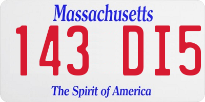 MA license plate 143DI5