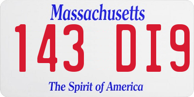 MA license plate 143DI9