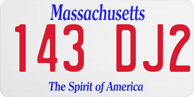 MA license plate 143DJ2