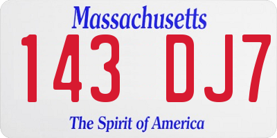 MA license plate 143DJ7