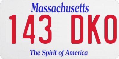 MA license plate 143DK0