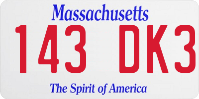 MA license plate 143DK3