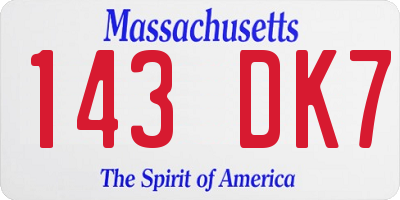 MA license plate 143DK7