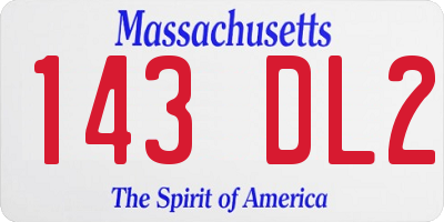 MA license plate 143DL2