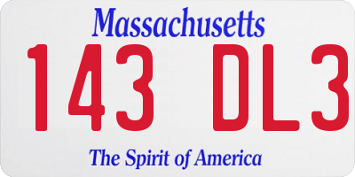 MA license plate 143DL3
