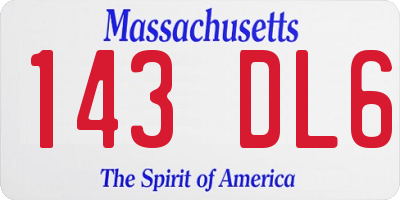 MA license plate 143DL6
