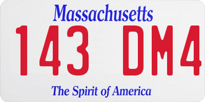 MA license plate 143DM4