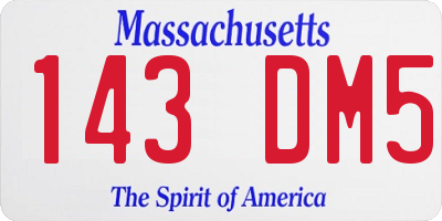 MA license plate 143DM5