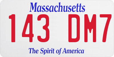 MA license plate 143DM7