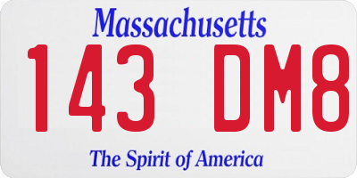 MA license plate 143DM8