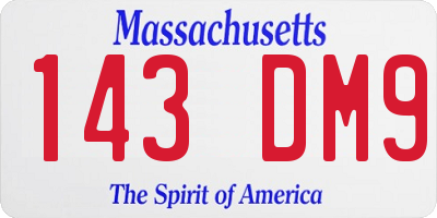 MA license plate 143DM9
