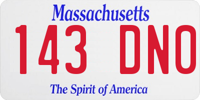 MA license plate 143DN0