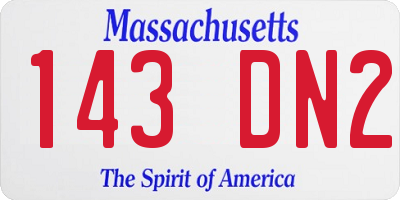 MA license plate 143DN2