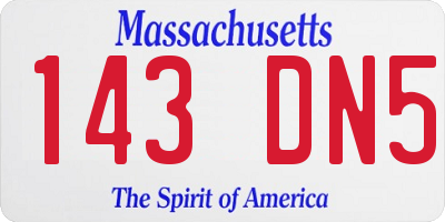 MA license plate 143DN5