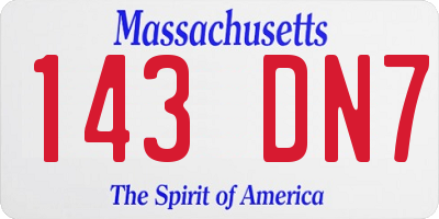 MA license plate 143DN7