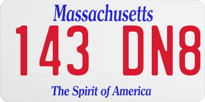 MA license plate 143DN8
