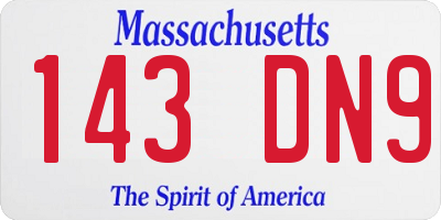 MA license plate 143DN9