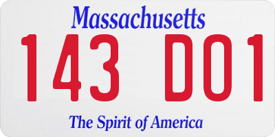 MA license plate 143DO1