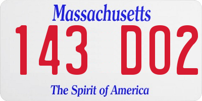 MA license plate 143DO2