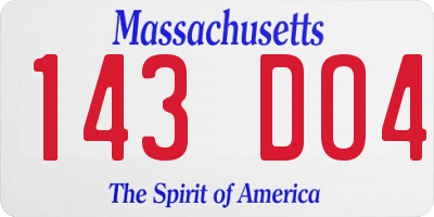 MA license plate 143DO4