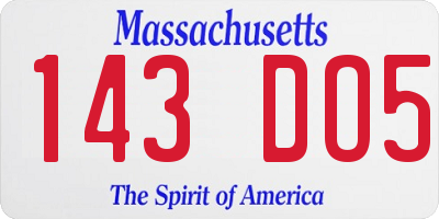 MA license plate 143DO5