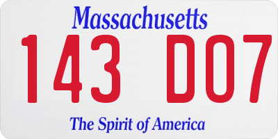 MA license plate 143DO7