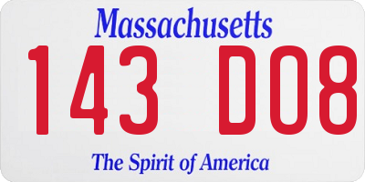 MA license plate 143DO8