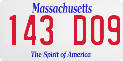 MA license plate 143DO9