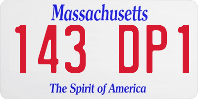MA license plate 143DP1