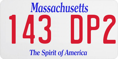MA license plate 143DP2