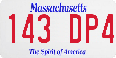 MA license plate 143DP4