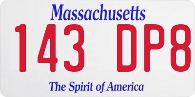 MA license plate 143DP8