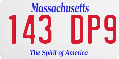 MA license plate 143DP9