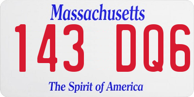 MA license plate 143DQ6