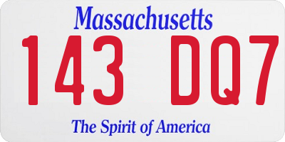 MA license plate 143DQ7