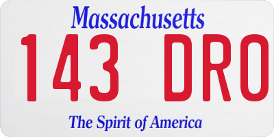 MA license plate 143DR0