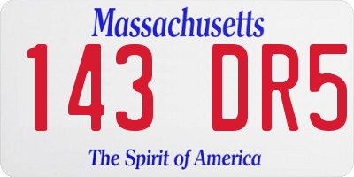 MA license plate 143DR5