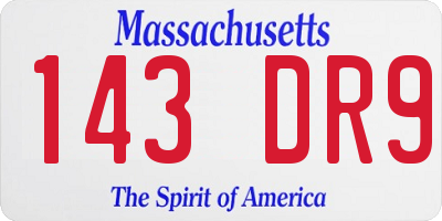MA license plate 143DR9