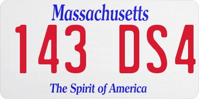 MA license plate 143DS4