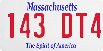 MA license plate 143DT4