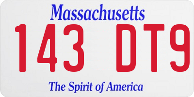 MA license plate 143DT9