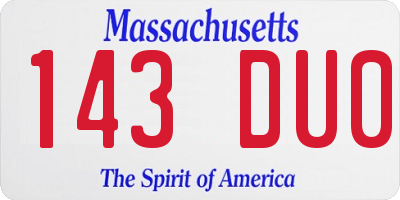 MA license plate 143DU0