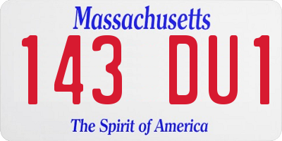 MA license plate 143DU1