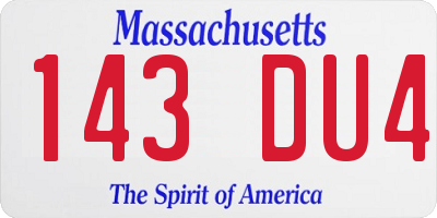 MA license plate 143DU4