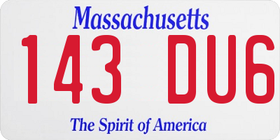 MA license plate 143DU6
