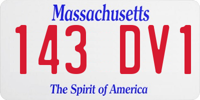 MA license plate 143DV1