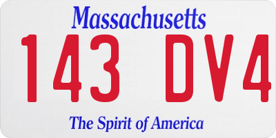 MA license plate 143DV4