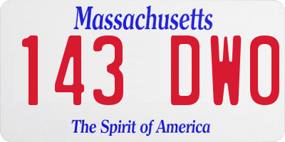 MA license plate 143DW0